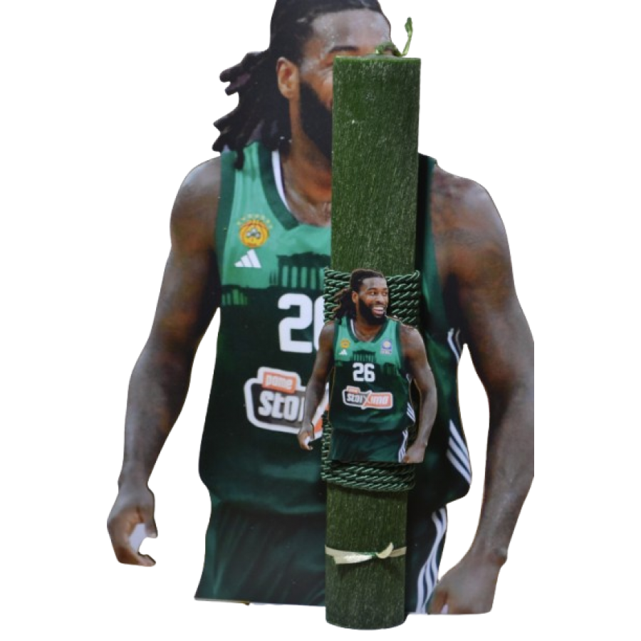 Χειροποίητη Αρωματική Λαμπάδα Με το Πράσινο Θηρίο  σε ξύλινη Διακοσμητική Βάση (2026229)