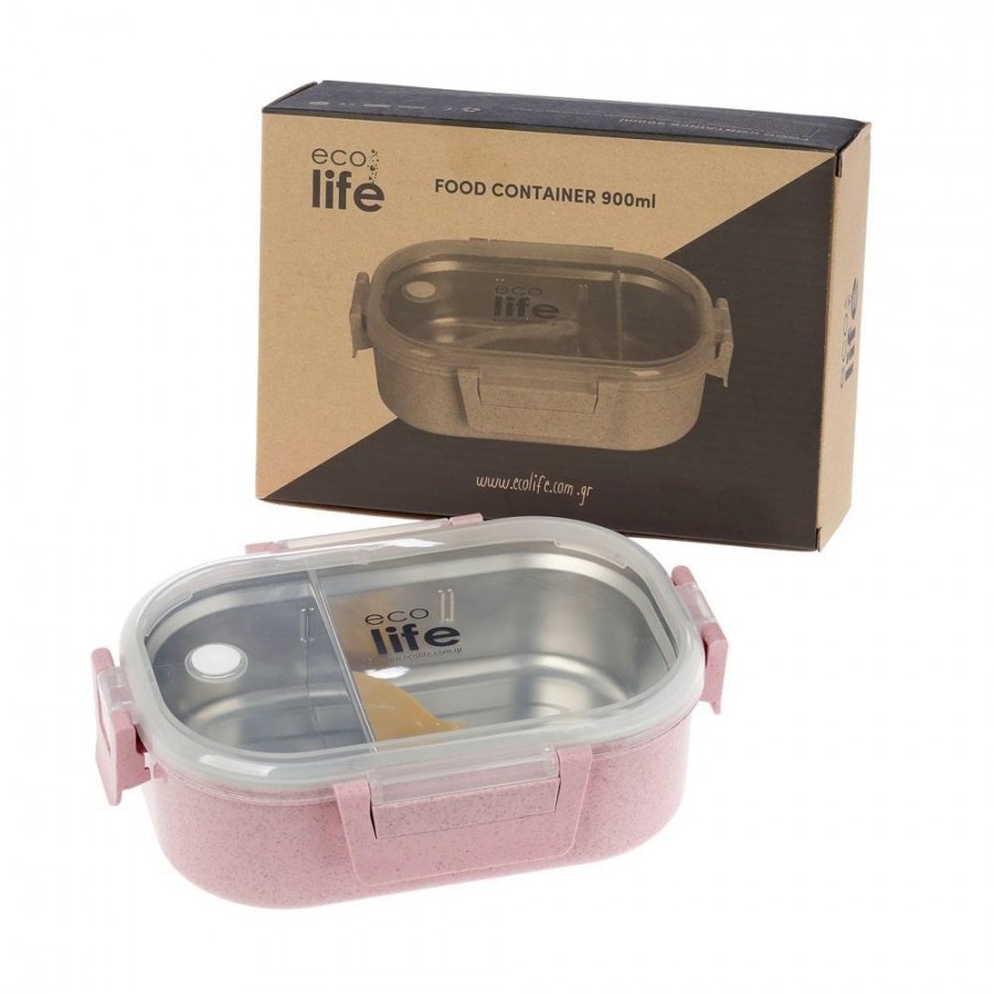 Life Green Φαγητοδοχείο 900ml Με χώρισμα Light Pink (33-BO-9073)