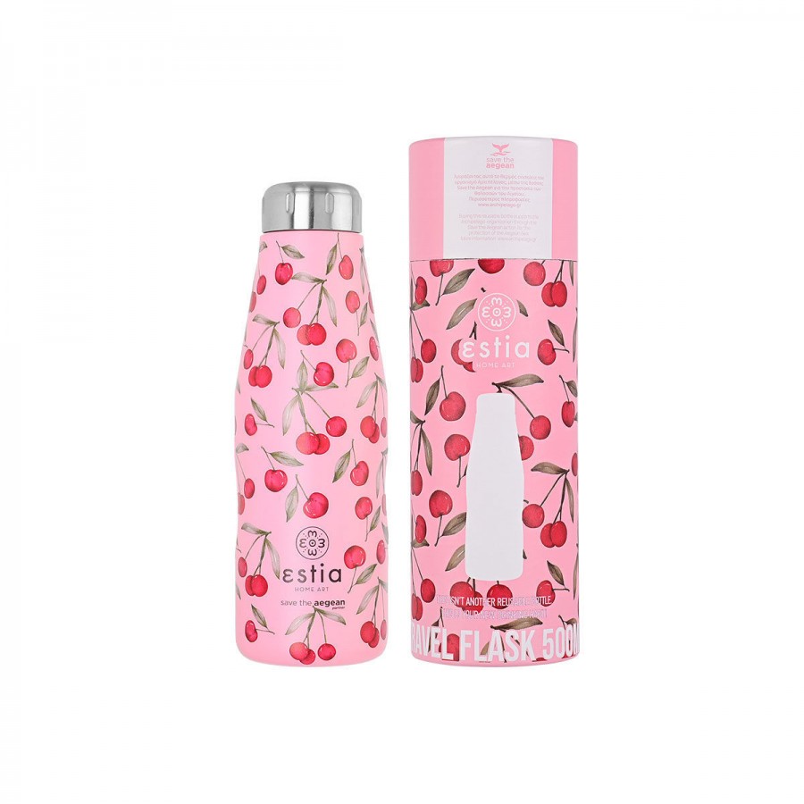 Estia θερμός Travel Flask Save The Aegean 500ml Cherry Rose (01-16647)