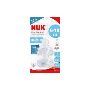 Nuk First Choice Plus Θηλές Σιλικόνης 2 τμχ 6-18 Μηνών Flow Control (10721329)