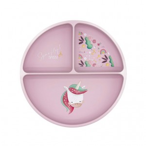 Sassi Δίσκος φαγητού από  Σιλικόνη με βεντούζα & χωρίσματα Sparkly the Unicorn (SI0689)