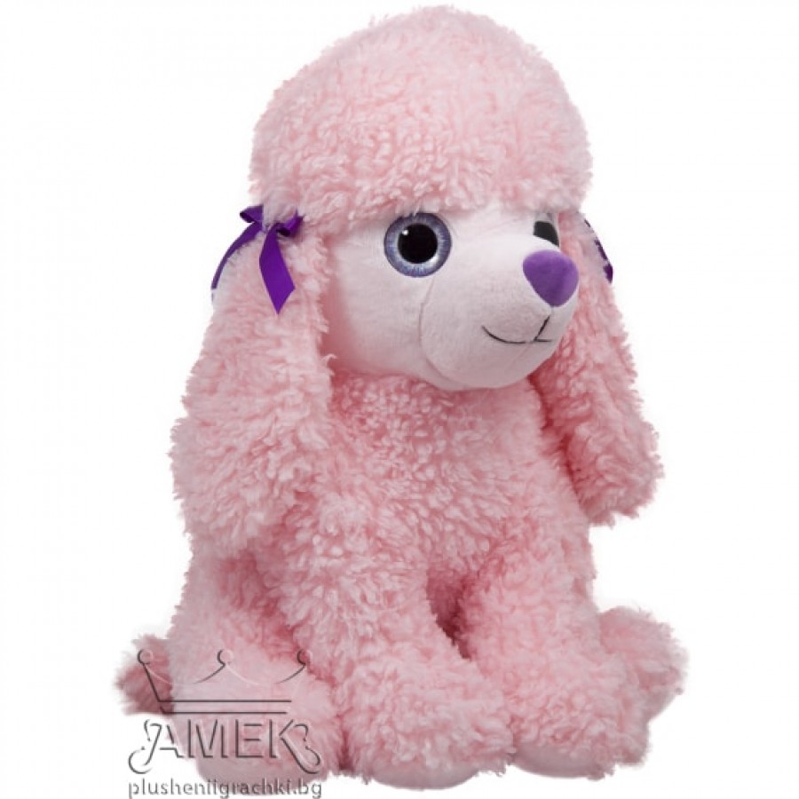 Amek Toys Λούτρινo Σκύλος Κανίς με μπλε μάτια 45cm Ροζ (010234-2)