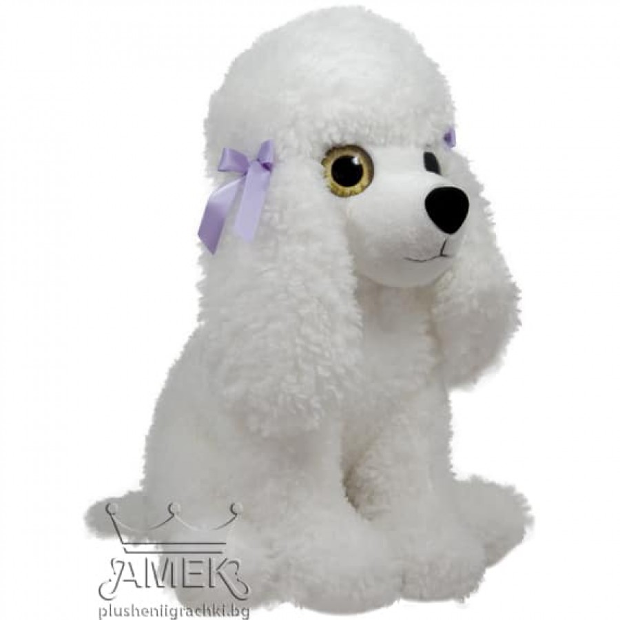 Amek Toys Λούτρινo Σκύλος Κανίς με μπλε μάτια 45cm Λευκό (010234-1)