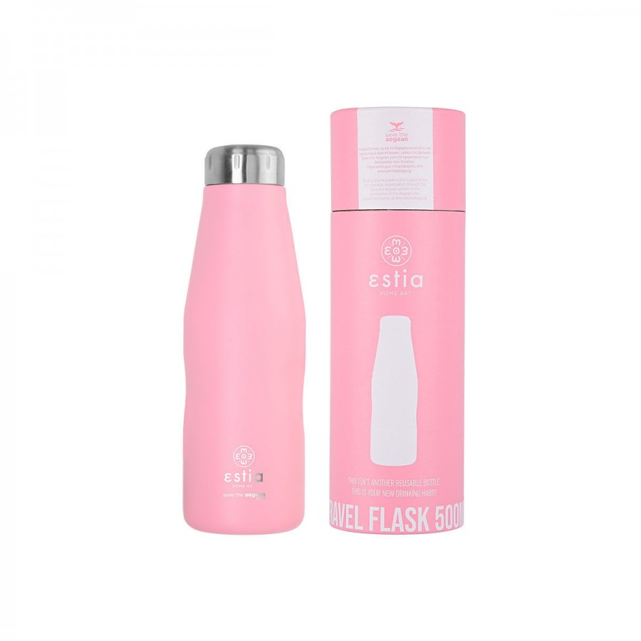 Estia θερμός Travel Flask Save The Aegean 500ml Blossom Rose (01-7812)