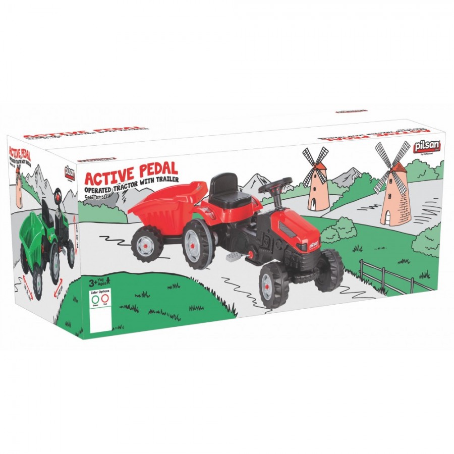 Pilsan Παιδικό Τρακτέρ  Με Πεντάλ Και Καρότσα Tractor Active Πράσινο (07316-1)