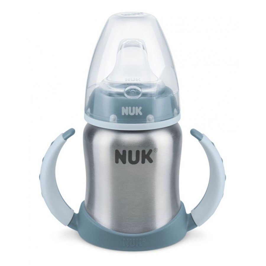 Nuk Ανοξείδωτο First Choice Μπιμπερό Εκπαίδευσης 150 Ml Με Στόμιο Σιλικόνης & 2 Λαβές Blue (10255247)