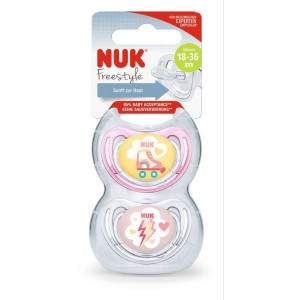 Nuk Ορθοδοντική Πιπίλα Σιλικόνης για  18-36 μηνών Freestyle 2τεμ. Ροζ  (10739372) Nuk Ορθοδοντική Πιπίλα Σιλικόνης για  18-36 μηνών Freestyle 2τεμ. Ροζ  (10739372)