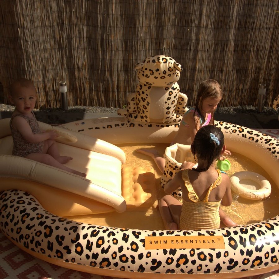 Swim Essentials: Μεγάλη πισίνα με τσουλήθρα για παιδιά από 3 ετών - "Beige Leopard" (SWE-2020SE304)