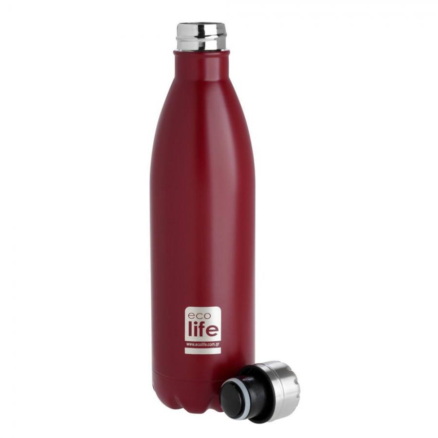 Life Green ανοξείδωτο θερμός 750ml με διπλό τοίχωμα Red Matte (33-BO-3004)