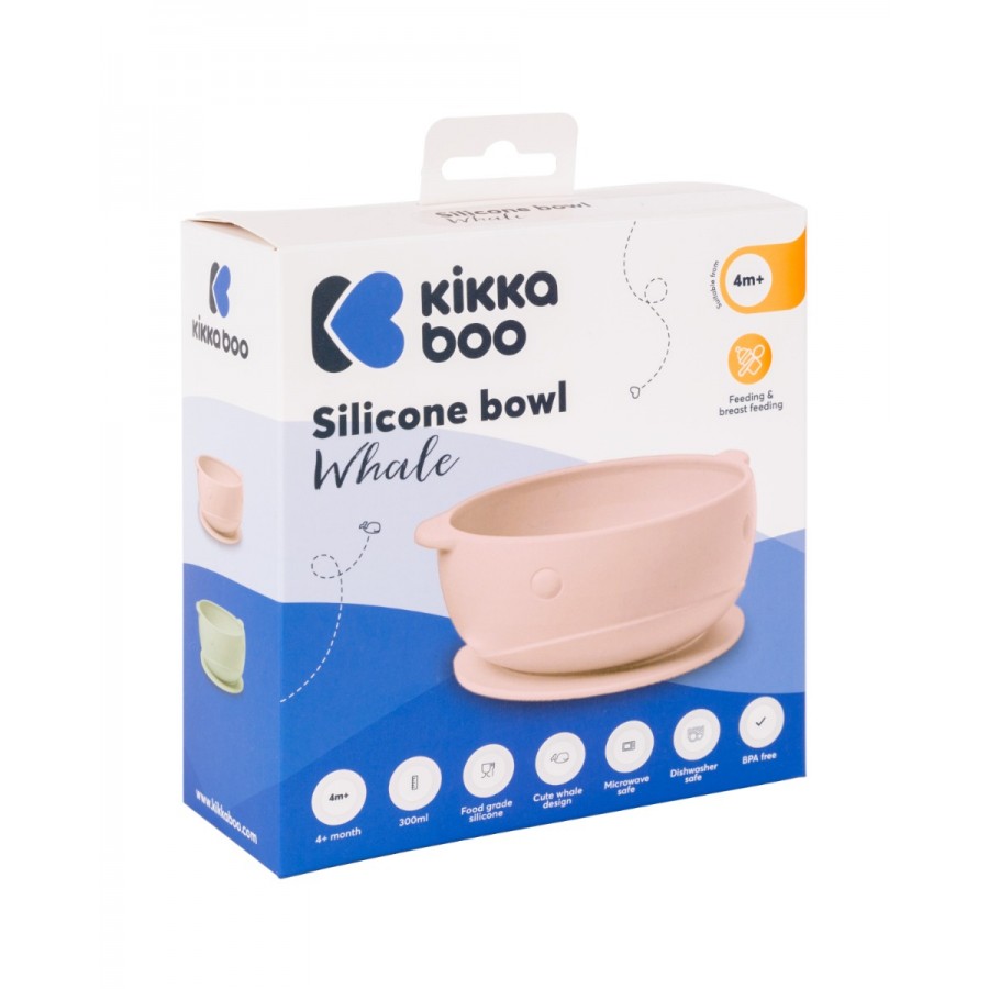 Kikka Boo Παιδικό Μπωλ Φαγητού από Σιλικόνη Whale Pink (31302040118)