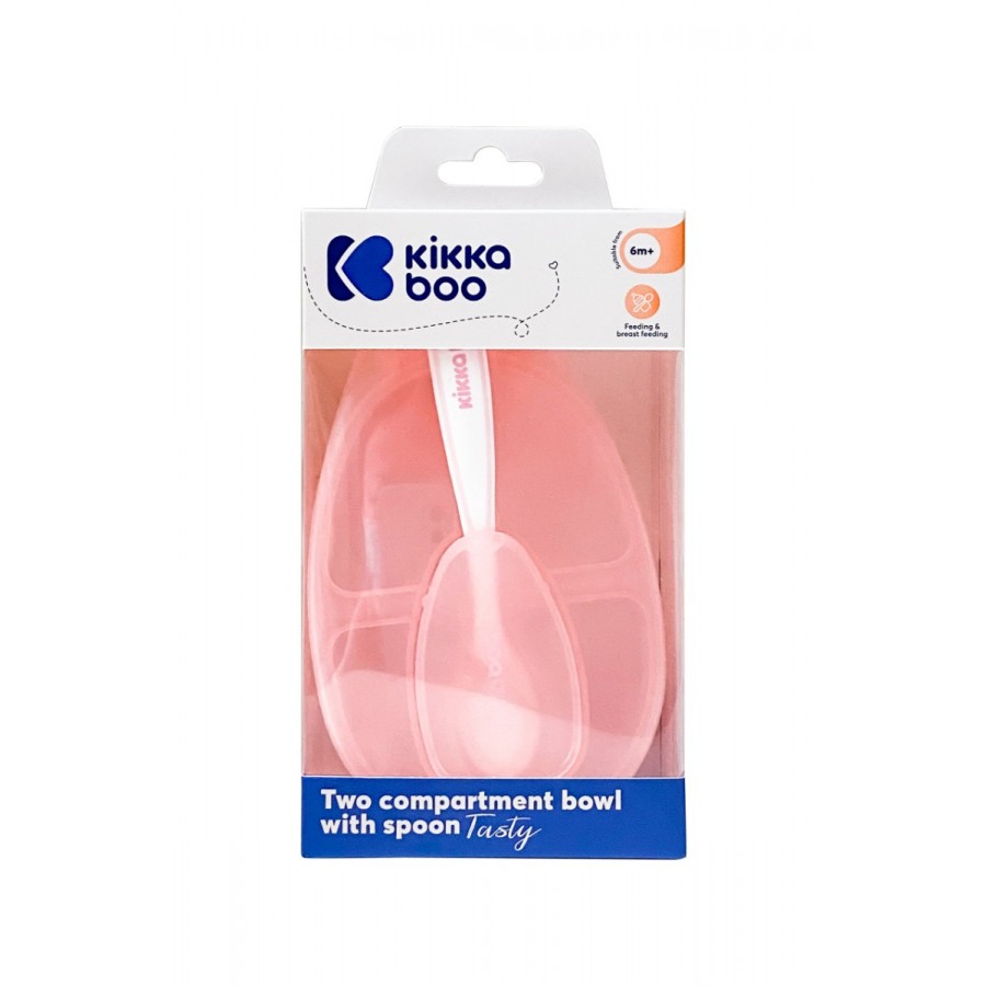 Kikkaboo Μπολάκι με Χώρισμα με Κουτάλι Tasty Pink (31302040143)