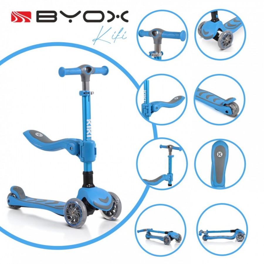 Byox Scooter Αναδιπλούμενο με Κάθισμα Kiki Blue (3800146201937)