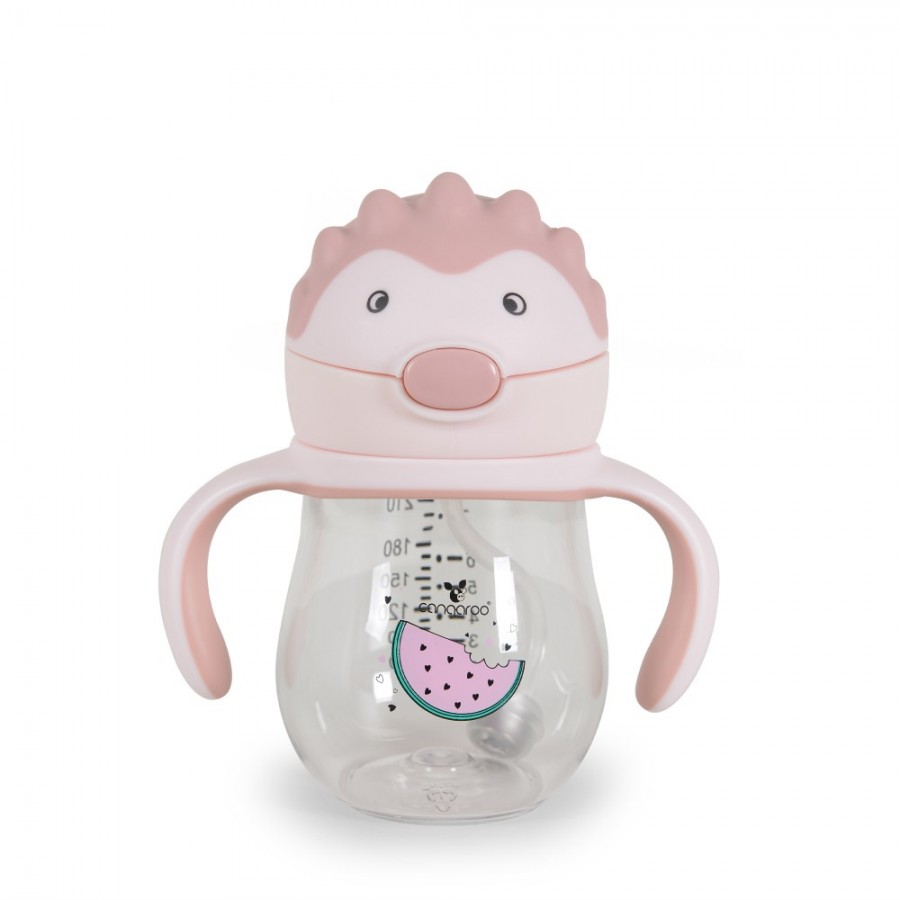 Cangaroo Παιδικό Ποτηράκι με Λαβές και Καλαμάκι από Πλαστικό Brillo Pink  250ml για 6m+ A0033 (3800146269524)