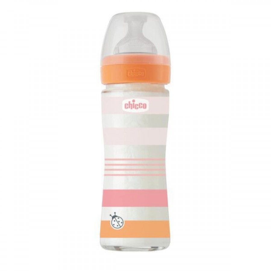 Chicco Γυάλινο Μπιμπερό Well Being 0m+ Girl 240ml (A50-28721-11)