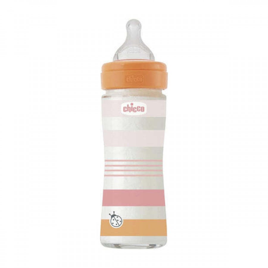 Chicco Γυάλινο Μπιμπερό Well Being 0m+ Girl 240ml (A50-28721-11)