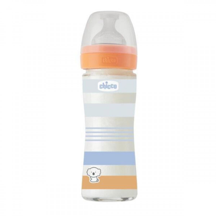 Chicco Γυάλινο Μπιμπερό Well Being 0m+ Boy 240ml (A50-28721-21)