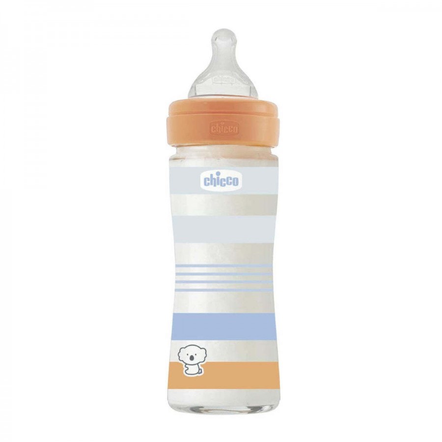 Chicco Γυάλινο Μπιμπερό Well Being 0m+ Boy 240ml (A50-28721-21)