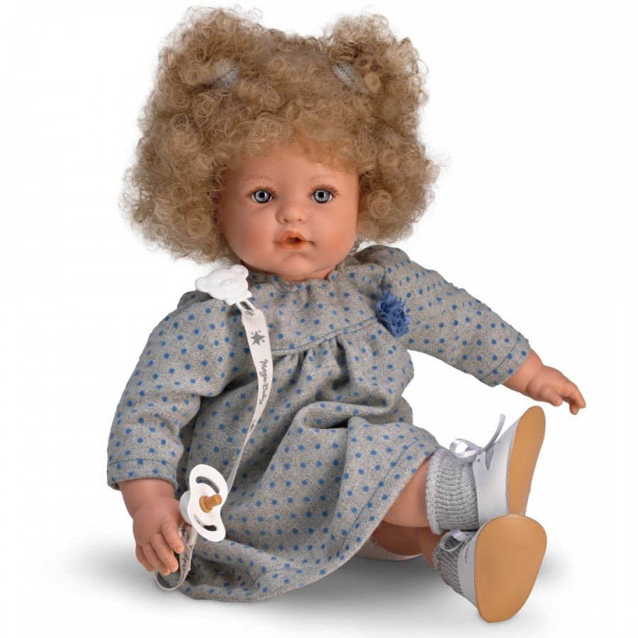 Magic baby: Κούκλα που κλαίει Susy Γκρι πουά φόρεμα (MB47030)