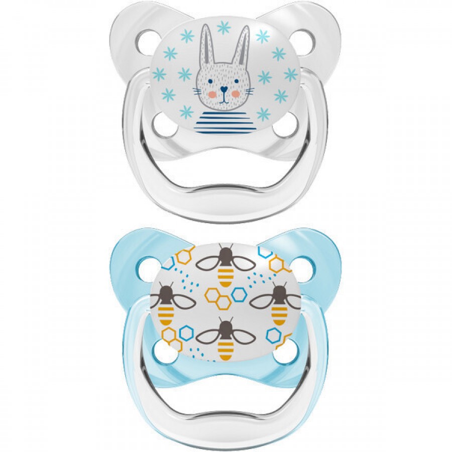 Dr. Brown's Ορθοδοντικές Πιπίλες Σιλικόνης για 0-6 μηνών PreVent  με Θήκη Πεταλούδα Λευκό 2τμχ (PV12302)