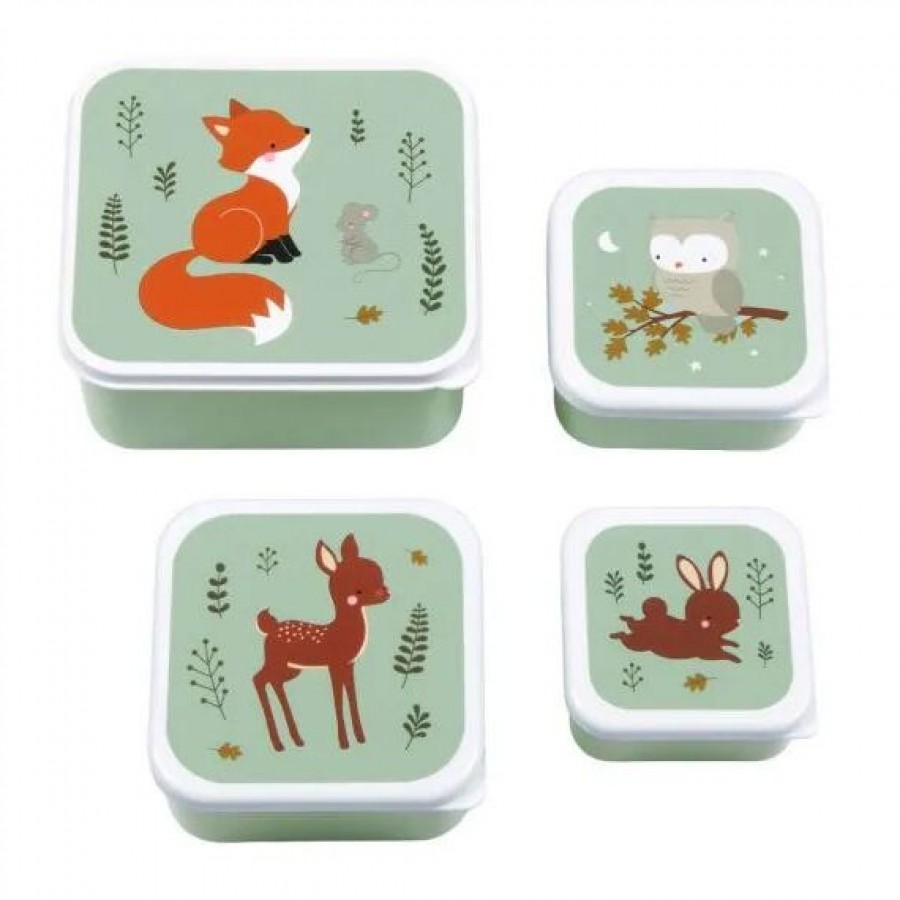 A little lovely company Σετ 4 δοχεία φαγητού Lunch & Snack Box Forest Animals (SBSEFF45)