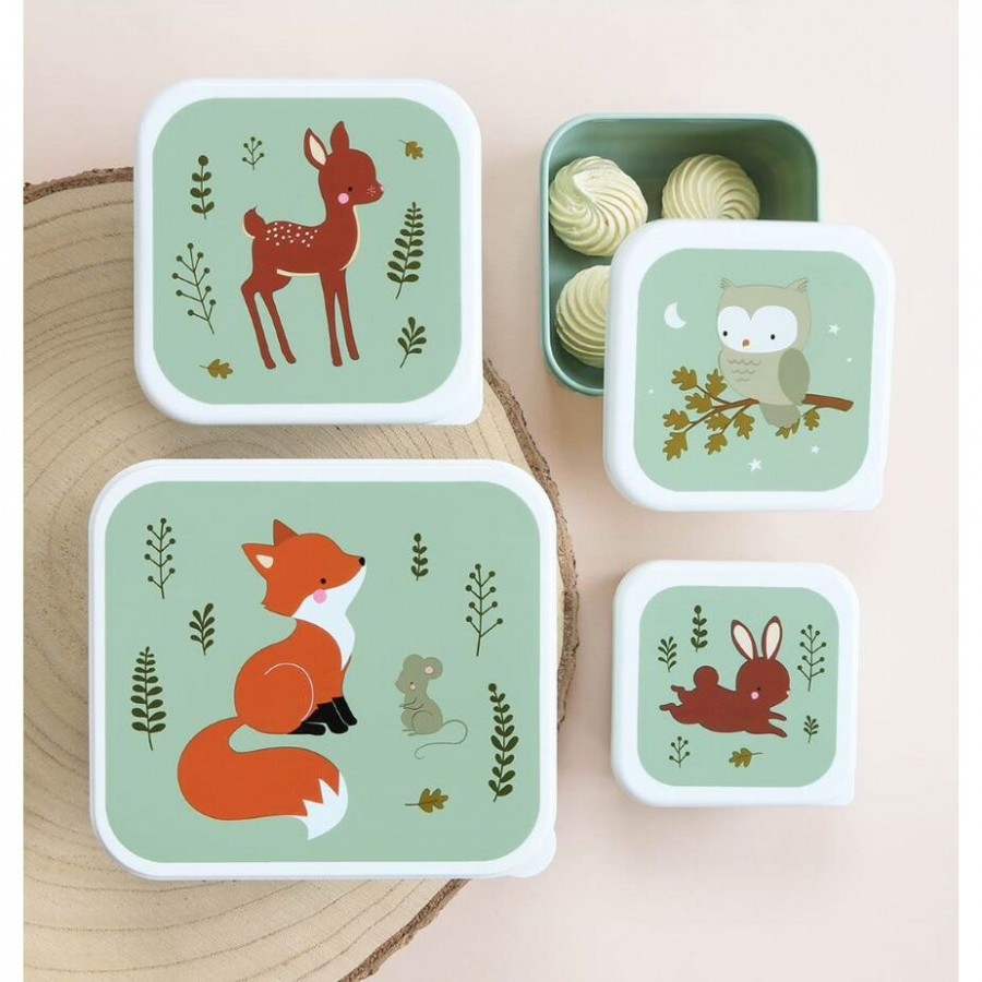 A little lovely company Σετ 4 δοχεία φαγητού Lunch & Snack Box Forest Animals (SBSEFF45)