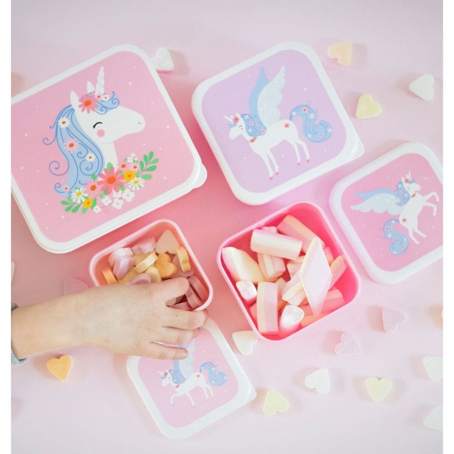 A little lovely company Σετ 4 δοχεία φαγητού Lunch & Snack Box Unicorn (SBSEUN22)