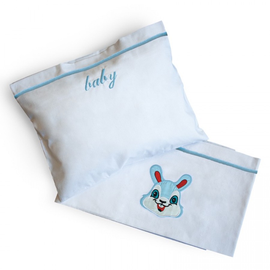 Sbhome  Σετ Σεντόνια Κούνιας με κέντημα Bunny Blue (05.00457)