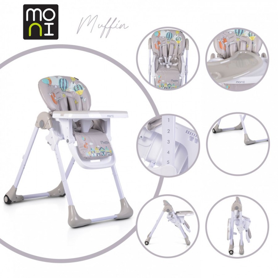 Moni Καρεκλάκι Φαγητού Muffin Grey (108685)