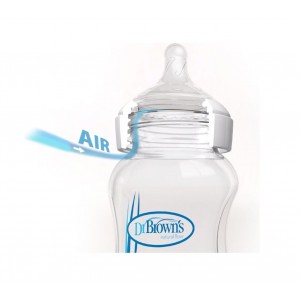 Dr. Brown's Πλαστικό Μπιμπερό Options+ Wide Neck Κατά των Κολικών με Θηλή Σιλικόνης 270ml για 0+ μηνών (WB91802)