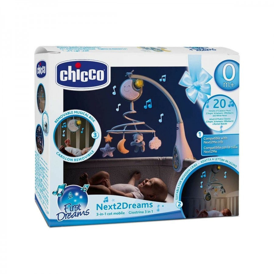 Chicco Next2Dream Mobile Μουσικό Περιστρεφόμενο Παιχνίδι 3 σε 1 - Σιελ (Y01-07627-20)