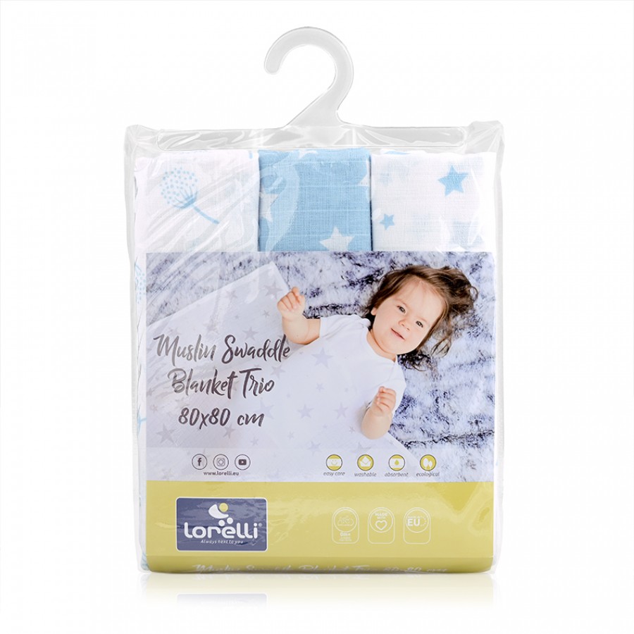 Lorelli Swaddle Blanket 80x80 cm Musselina Trio Mix Aquatic (10340102304)