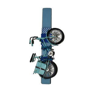 Χειροποίητη Αρωματική Λαμπάδα Με Μεταλλικό Σιέλ Ποδήλατο (2024022)