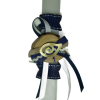 Χειροποίητη Αρωματική Λαμπάδα με Ορειχάλκινο Διακοσμητικό Μάτι πάνω σε Ξύλο Ελιάς (2024142)