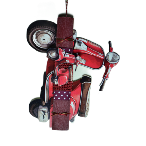 Χειροποίητη Αρωματική Λαμπάδα Vespa Εποχής Με Ξύλινη Βάση που κρεμιέται ως διακοσμητικό Καδράκι (2024235)