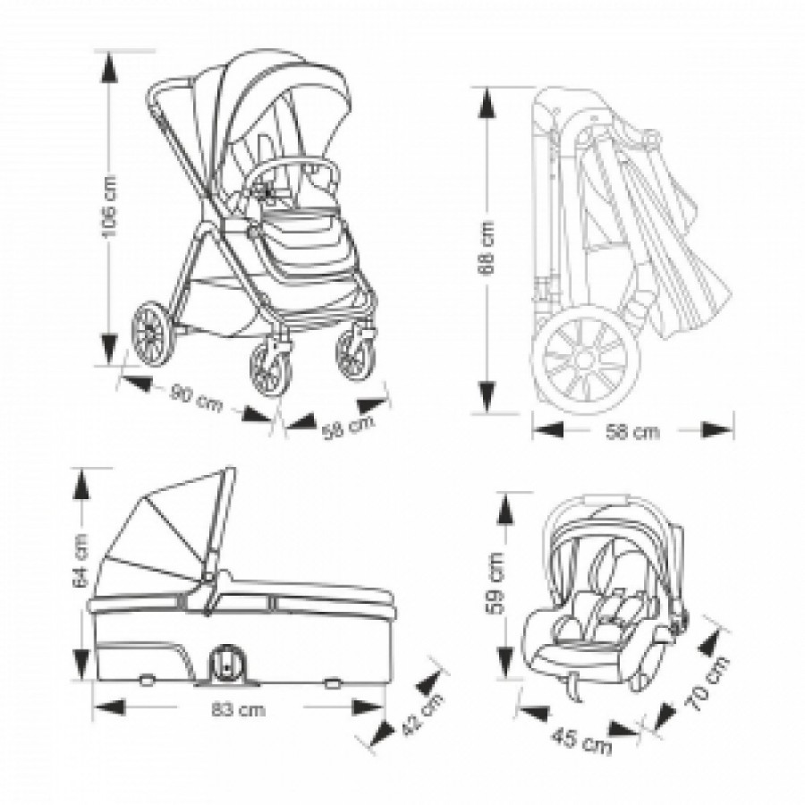 Bebe Stars Πολυκαρότσι Nammas 3σε1 Grey (335-186)
