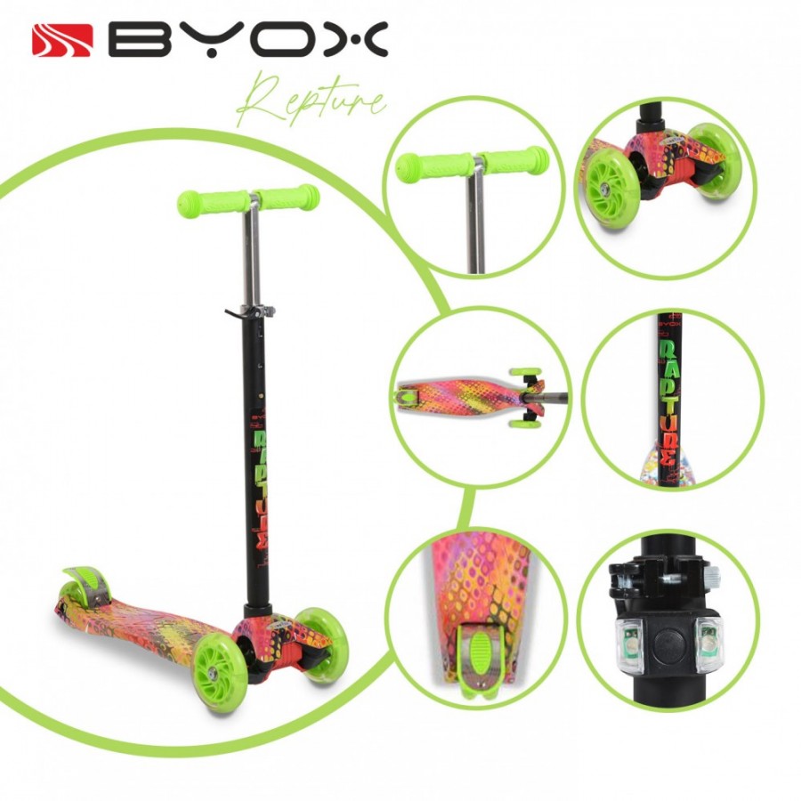 Scooter Rapture Byox με Φωτιζόμενες Ρόδες -Πράσινο (3800146225674)