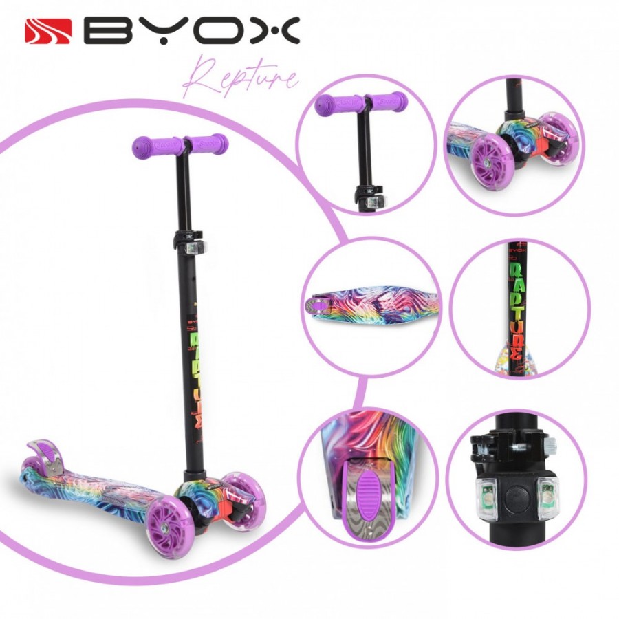 Scooter Rapture Byox με Φωτιζόμενες Ρόδες Purple New (3800146225698)