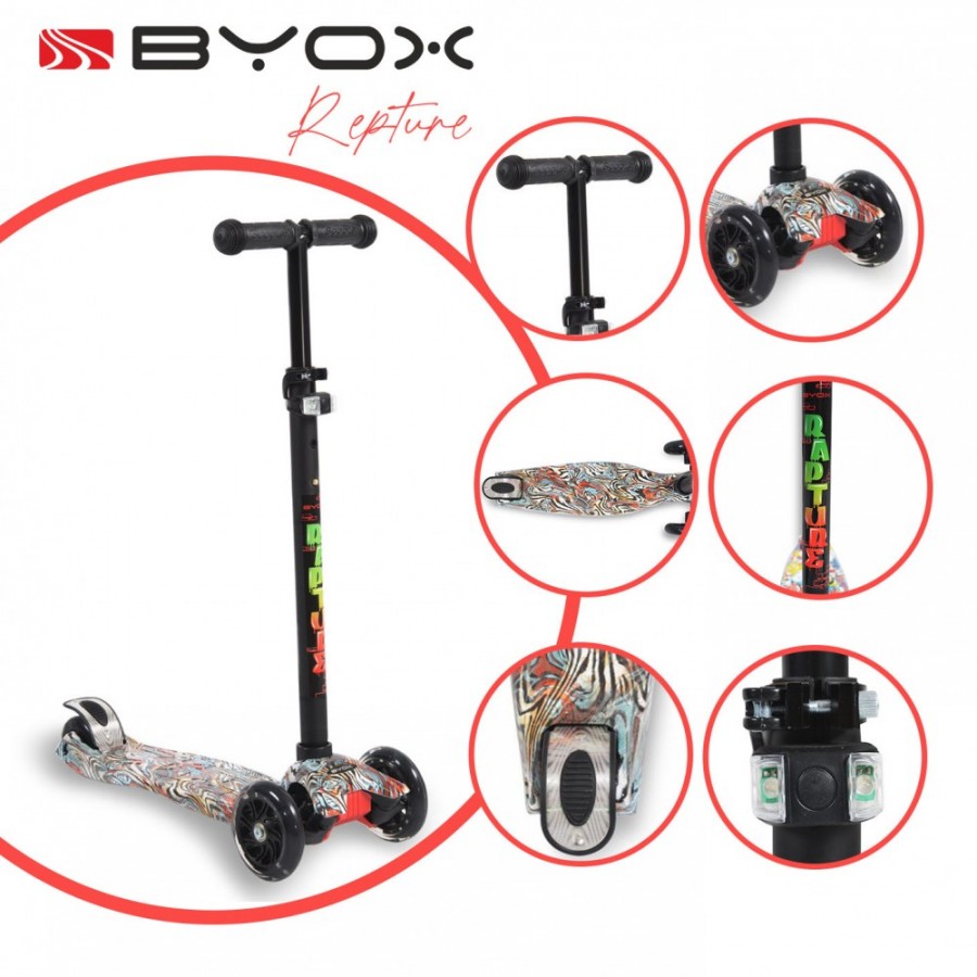 Scooter Rapture Byox με Φωτιζόμενες Ρόδες Turquoise (3800146225704)