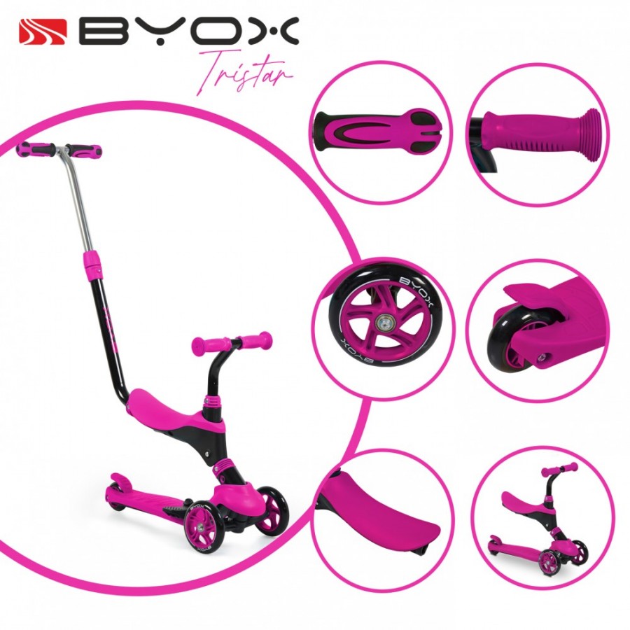 Byox Scooter με Λαβή γονέα Tristar Pink (3800146227890)