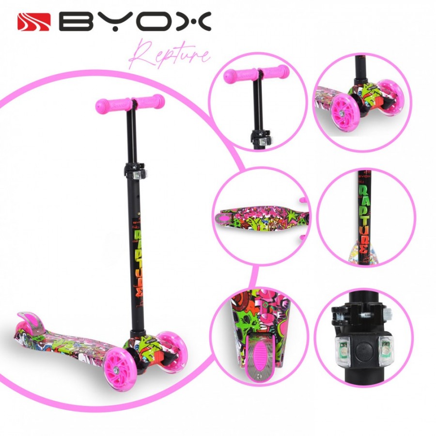 Scooter Rapture Byox με Φωτιζόμενες Ρόδες - Pink New (3800146255442)