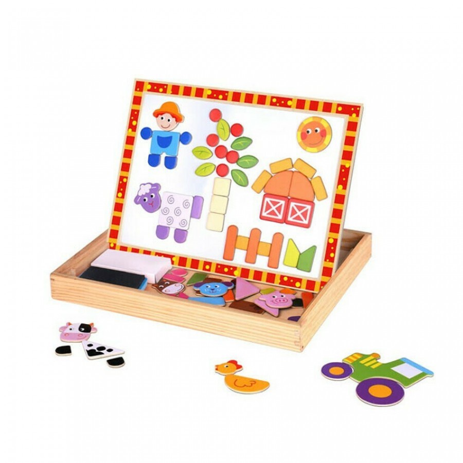 Tooky Toys Ξύλινος Μαγνητικός Πίνακας με Φάρμα TKF014 (6970090047329)