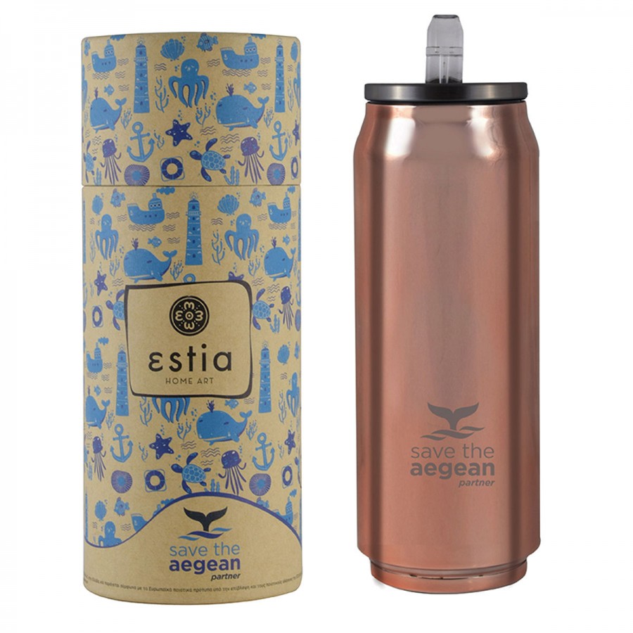 Estia θερμός Travel Cup Save The Aegean 500ml Rose Gold (01-7867)