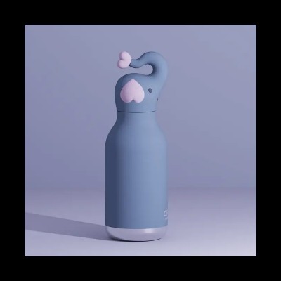 Asobu Μπουκάλι Παιδικό Παγούρι Θερμός Σιλικόνης με Καλαμάκι Non Spill 475ml Bestie Elephant (SBV44-ELEPHANT)
