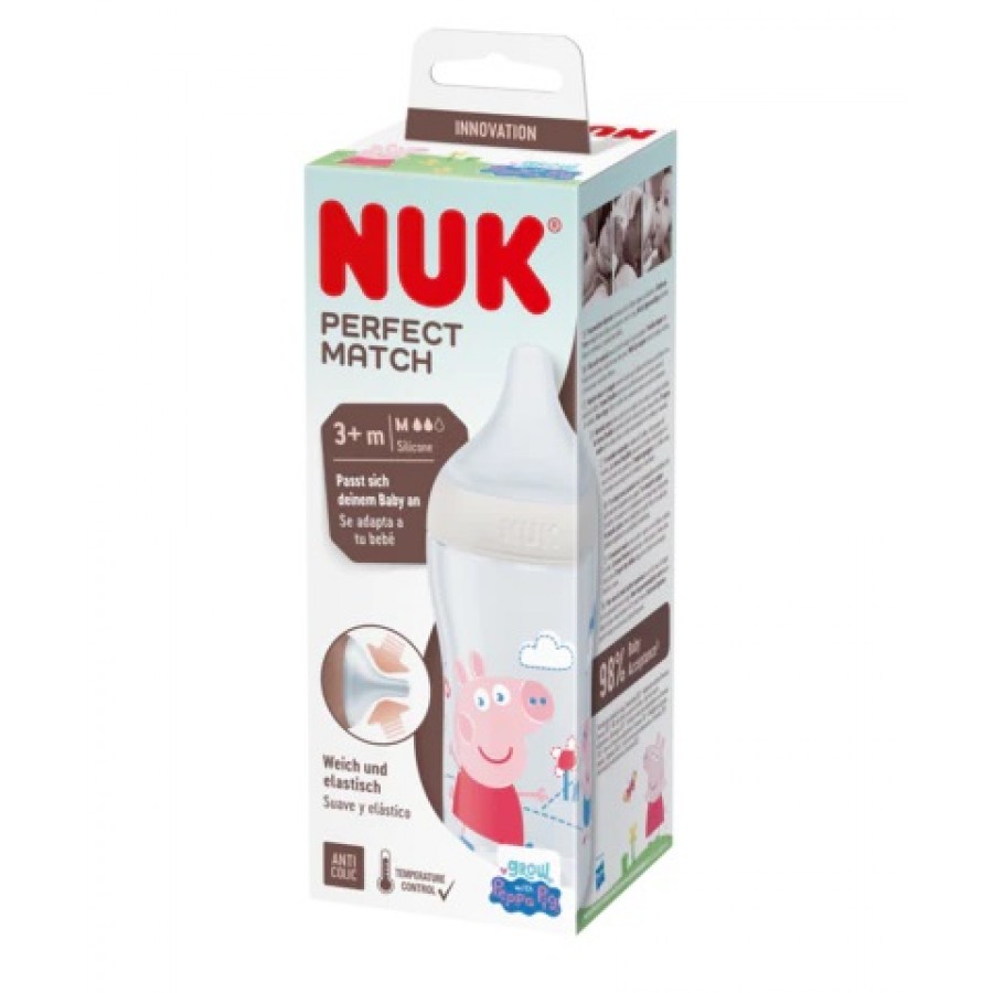 Nuk Peppa Pig Μπιμπερό Πλαστικό 260ml Perfect Match με θηλή 3m+ (10216017)