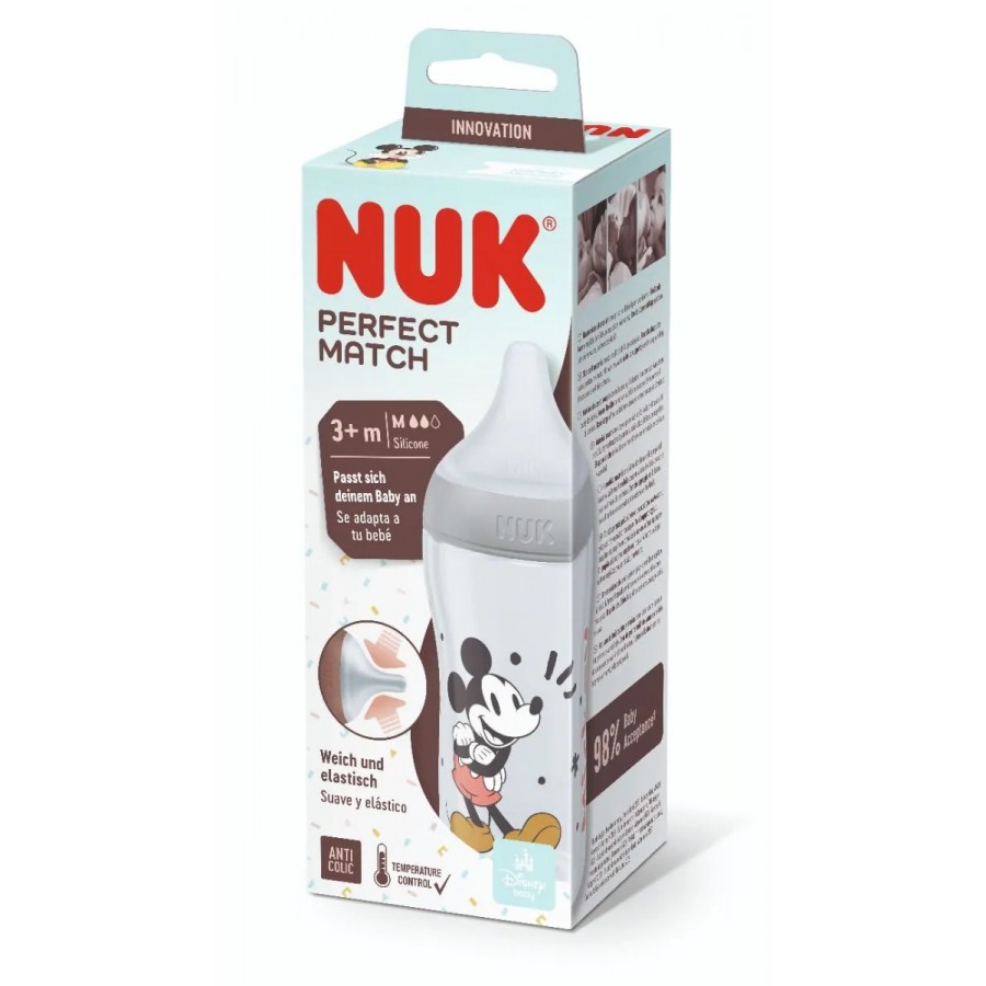 Nuk Disney Mickey Μπιμπερό Πλαστικό 260ml Perfect Match με θηλή 3m+ (10216305)