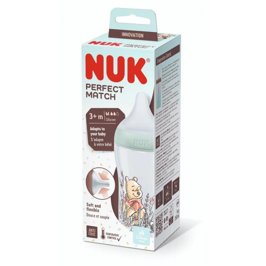Nuk Disney Winnie Pooh Μπιμπερό Πλαστικό 260ml Perfect Match με θηλή 3m+ (10216308)
