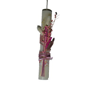 Χειροποίητη Αρωματική Λαμπάδα Με Διακοσμητικό Μπουκέτο Λουλουδιών φούξια (2026006)