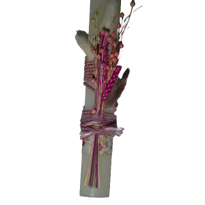 Χειροποίητη Αρωματική Λαμπάδα Με Διακοσμητικό Μπουκέτο Λουλουδιών φούξια (2026006)