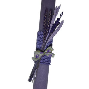 Χειροποίητη Αρωματική Λαμπάδα Με Μπουκέτο Λουλουδιών απο Στάχυ Μωβ (2026008)