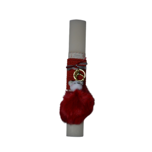 Χειροποίητη Αρωματική Λαμπάδα Με Μπρελόκ με Χνουδωτό Bear Red (2026059)